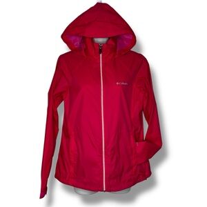 Columbia Switchback II Pink Rain Jacket Windbreaker Hooded Women Medium Full Zip